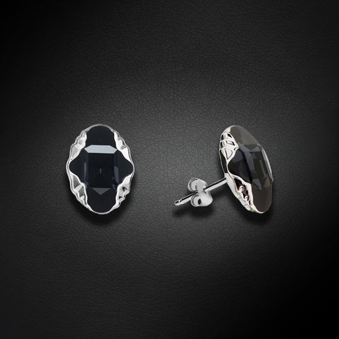 Sudraba auskari "Delia (Graphite Lite Chrome)" ar Swarovski™ kristāliem
